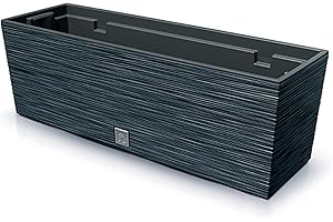 PROSPERPLAST Macetero color antracita, con depósito, colección FURU, de 58 x 18 x 19,5 cm, capacidad de 12 L.