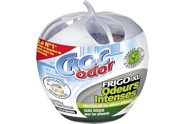 Croc'Odor Coco Frigo Power XL – Désodorisant pour Réfrigérateur Formal XL (140g) – Neutralisateur d'Odeurs