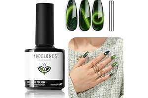 MODELONES Vernis Semi Permanent Vert, 15 ML Vernis Gel UV Semi Permanent Cat Eyes Vert, Soak Off UV/LED Vernis à Ongles Cat Eyes Gel Pour Manucure Francaise, Gel Nail Polish Nail Art