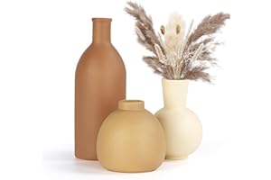 Aevcvok Jarrones Decorativos Modernos,Juego de 3 Jarrones Decorativos de Cerámica, Nórdico Moderno y Minimalista Jarrone Decorativo del Hogar para Boho Moderno Nórdico Minimalismo Estilo Decoración