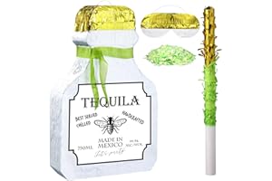 Panelee Erwachsene Pinata Set inklusive Stab Quasten Augenbinde Konfetti Bierkrug Champagner Whiskey Tequila Flasche Pinata zum Aufhängen für Bachelor Geburtstag Hochzeit Party (Weiß, Tequila)