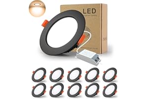 BAGZY Downlight Led Negro Techo Empotrable, 10x 5W Foco techo Redondo=50W (500 LM) 3000K (Luz Blanco Cálido), IP44,Recorte 70-80mm, AC 220-240V,Foco de Techo Ultraplano para Dormitorio,Baño,Cocina