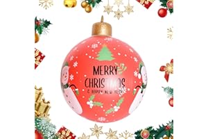 LUVDECO Nadmuchiwana piłka na Boże Narodzenie, 60 cm, duża, czerwona, PCW, nadmuchiwana, duża bombka bożonarodzeniowa, ornamenty na wesele, podwórko, trawnik, werandę, do ogrodu, dekoracja na imprezę (B)