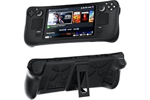 FANPL Coque en Silicone avec béquille pour Accessoires de Steam Deck, Coque de Protection intégrale Souple avec Support Amovible, antidérapante, Anti-Rayures et Absorption des Chocs (Noir)