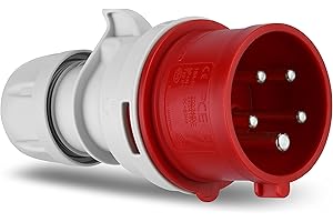 REV 0512520555 CEE plug, 400 V, 5-pin, 3Ph + N + PE, waterproof IP44, red.