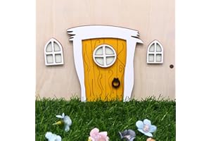 DHinkyoung Luminous Fairy Door Miniature Pixie Door Glow-in-the-dark Elf Door Enchanted Miniature World Fairy Door Tree Garden Home Decor for Christmas Garden Yard Lawn Tree Decoration (Yellow)