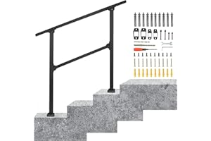 IBVIVIC Corrimano per scale, 100 cm, ringhiera per scale, parapetto, balcone, con 1 traversa per interni ed esterni (nero, da 2 a 3 gradini)