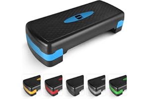 KAYMAN Übungsschritte - Fitness Stepper für Zuhause & Fitnessstudio, geeignet für Aerobic, Cardio, Gewichte, Yoga, DVD Workout - Einstellbare 2 Stufen Level Höhen (10,15cm) - Perfektes Zubehör Set
