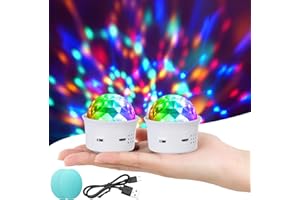 URAQT Boule Disco, 2PCS Mini Portable Boule Disco, Commande Vocale Soirée Lampe, Boule Stroboscopique DJ avec Effet Miroir et Flash, pour DJ, Club, Maison, Voiture, Bureau, Terrain de Camping(Blanc)