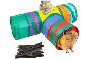 YCSRNN Guinea Pig Toys, Guinea Pig Tunnel And Hideout, T-Shaped Design With Apple Branches, Safe And Stimulating Environment For Small Pets