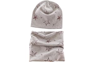 VUCDXOP 1 Set Cappello e Sciarpa del Cotone per Ragazzi e Ragazze, Autunno e Inverno Carino Neonato Bambino Spessa e Calda Outdoor Sciarpa del Cappello con Sciarpa Set Sciarpa e Berretto