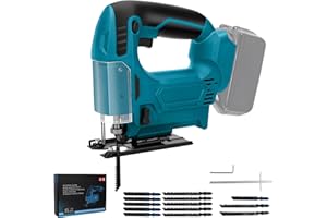 HEBERUCK Cordless Jig Saw, Brushless Seghetto Alternativo a Batteria 21V, Con 10 Lame (5 * 2,05in e 5 * 2,95in) Cambio Rapido Della Lama per Legno, PVC, Compensato e Metallo (Senza Batteria)