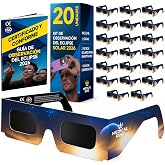 20 Solar Eclipse Glasses ISO 12312-2 Approved - Pack of 6 with 2 Photographic Lenses for Smartphone ISO Approved with CE Cert