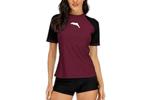 Halcurt UV Shirt, Women's Short-Sleeved Rash Guard UPF 50+ Swimming Shirt, Quick-Drying Swimming Shirt, M-XXL