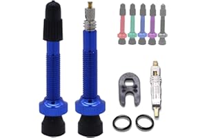 SOLIGAR Vanne Tubeless pour VTT 40 mm (2 pièces)-Vélos de route sans chambre avec Obus amovible - Remplissage facile de liquide anti-crevaison - Noyaux de valve Presta (Bleu)