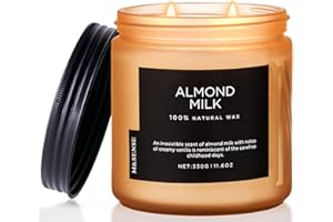 M&SENSE Candela profumata al latte di mandorla, regalo per le vacanze, 70 ore di durata, 2 stoppini di cera di soia, candela dolce e irresistibile per il relaxCandle for Relaxtion
