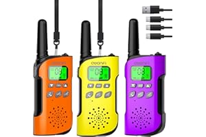 AWANFI Talkie Walkie Enfants Adultes Rechargeable 3 Pièces, Talkie-Walkie Longue Portée Lampe Torche 8 Canaux, Walkie Talkie USB Type C pour Camping, Randonneé, Vélo, Cadeau Jouet pour Fille et Garçon