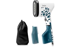‎TEFAL Tefal Pure Pop Home & Travel DT2040E1 szczotka parowa, 20 g/min, moc wyjściowa 20 g/min, gotowa do użycia w ciągu 15 sekund, system pad, bezpieczne wygładzanie parą, w domu/w podróży, 2 zbiorniki na