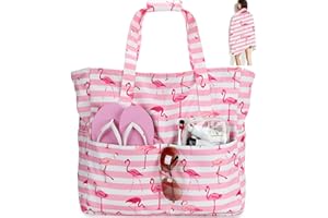 LEDAOU Bolsa de playa grande con cremallera para mujer, impermeable, bolsa de transporte, bolsa de transporte a prueba de arena con cremallera, piscina, fitness, bolsa de viaje familiar