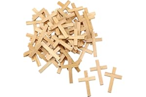 meekoo 24 Pièces Croix en Bois Naturel Croix en Bois Pendentifs Mini Croix Perlée pour DIY Artisanats Fabrication de Bijoux (Couleur du Bois)
