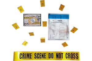 Rubalise Scene de Crime (6m),Sac pour pièces à Conviction (x1),Marqueur de Preuve,Cavaliers,marquage numérotés en Carton,imprimés des 2 côtés (1 à 10),7cm x 4cm.(en Anglais)