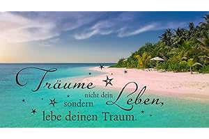 BLUEMEX Diamond Painting Bild, Lebe Deinen Traum, Tropenstrand, 60 Farben, eckige Steinchen, 60x110cm, Vollbild