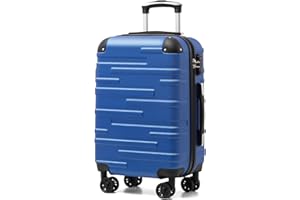 COOLIFE Valise Grande Taille Grand Chariot Rigide 77x54x30 cm Valise Extensibles ABS avec 4 roulettes Pivotantes 360° Cadenas TSA Poignée télescopique (Bleu Marine, 56cm)