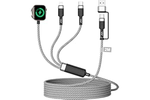 TEIONE 3 in 2 Ladekabel für Apple Watch und iPhone, 2M Ladegerät Apple Watch Ladekabel USB C Nylon Apple Watch Kabel iWatch ladekabel for Apple Watch Series 9/8/7/6/SE/Ultra, iPhone 16 15 14 13 12 11 Pro Max