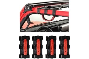 GREENF Überrollbügel-Haltegriffe, kompatibel mit Wrangler YJ TJ JK JL & Gladiator JT 1985–2020, 4 Stück, Schwarz & Rot Griffe