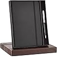 amazon basics A5 Diary with Ribbon Bookmark & Metal Roller Ballpen | Gift Set For Corporate and Personal Occasions(Black)