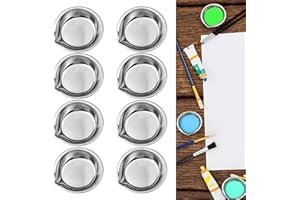 SURALIN 8 pezzi Ciotole per Pittura in Acciaio Inossidabile Ciotola per Pittura Rotonda Piccola, Ciotola per Pittura in Acciaio Inossidabile per Miscelazione di Colori ad Acquerello