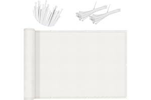 SUNNY GUARD Brise Vue Balcon 90x500cm Cache Vue Balcon,Protection UV,Coupe-Vent et Imperméable,pour Terrasse Jardin Balcon Patio,avec Attaches de câble,Crème
