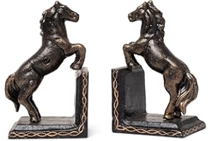 Moritz Juego de 2 Sujetalibros Soporte de Libros Aguanta Libros (Hierro Fundido, 8 x 9 x 15 cm), Diseño de Caballo