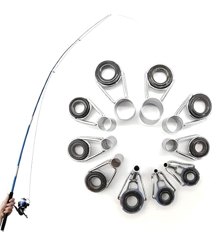 PATIKIL Kit Riparazione Punte Canne Da Pesca - 8 Anelli Guida Acciaio Inox