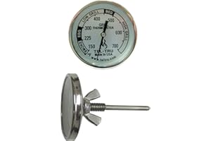 Tel-Tru BQ100 Barbecue Grill Thermometer, 1-3/4 inch dial, 2.13 inch stem, 150/700 Degrees F