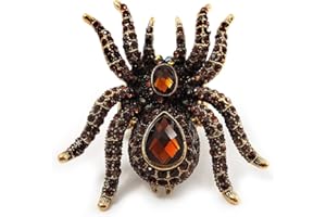 Avalaya Ponadwymiarowy bursztynowy kolorowy kryształowy pająk rozciągliwy pierścionek koktajlowy (antyczny złoty odcień), Złoto, Kryształ