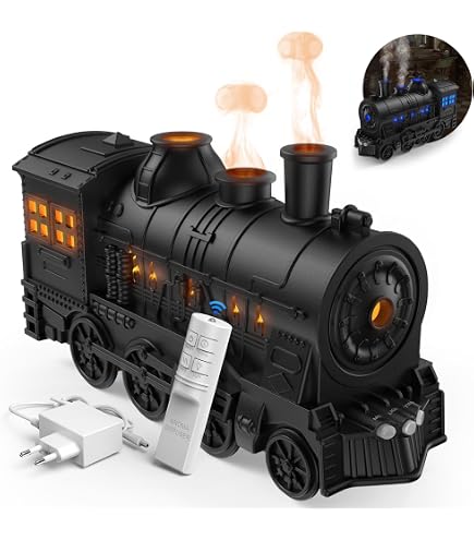 Diffusore A Forma Di Treno,Diffusore Di Oli Essenziali A Forma Di Treno,Umidificatore Per Olio Essenziale Retrò Umidificatore Per Locomotive Da 300 Ml Con Telecomando,2 Modalità Di Illuminazione-A