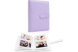 AMIMY 64 Pockets Photo Album Book for 2x3 Inch Film - Mini Small Albums for Fujifilm Instax Mini Instant Camera, for Polaroid Hi-Print Pictures, Kpop Photocard Holder Binder (Purple)
