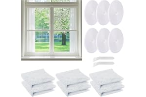 WGDVVJV Fly Screens for Windows 6 Packs Window Screen 130 x 150cm Window Netting for Insects with 6 Rolls Velcro Tape Self Adhesive Insect Mesh Window Net Mosquito Net Window White