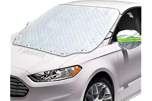 WEVOL Frontscheibenabdeckung Auto Magnetisch, Windschutzscheibe Abdeckung mit Reflektierenden Rückspiegelabdeckungen, Ultra-Dicke Autoabdeckung aus Aluminiumfolie für Winter