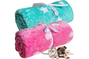 LeerKing 2 Pièces Couverture Chien Peluche Ultra-léger Flanelle Polaire Lavable pour Chat Lapin Lit Vert et Rouge 75X100cm