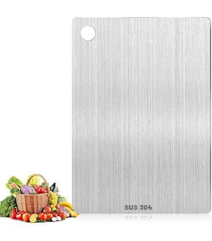 Set 2 Taglieri (36,5 x 24,8 cm) in Acciaio Inox 304 e Fibra di Grano – Doppia Faccia, Antibatterico con Affilacoltelli Integrato – Ideale per Carne, Pesce e Verdure – Confezionati Singolarmente