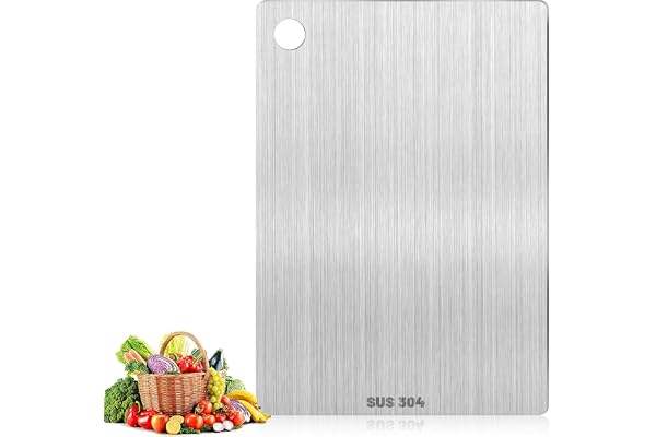 Pavlleen skärbräda, dubbelsidig skärbräda i rostfritt stål (30 x 20) | Livsmedelsklasser, rostfritt stål S304, BPA-fri, för kött, bröd, grönsaker, frukt skärning