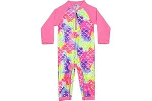 weVSwe Traje de baño para niñas bebés Protección Solar para niños pequeños Rash Guard Cremallera en la Entrepierna de una Pieza para Cambiar fácilmente el pañal