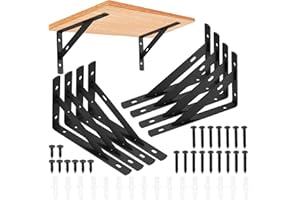 HAOCHEN 8 Stück Regalhalterungen, 90 Grad Regalträger, Metall Schwerlast Konsole Wandwinkel, Dreieckig Winkelträger Regalwinkel für Wandmontage, 150 x 95mm, Schwarz