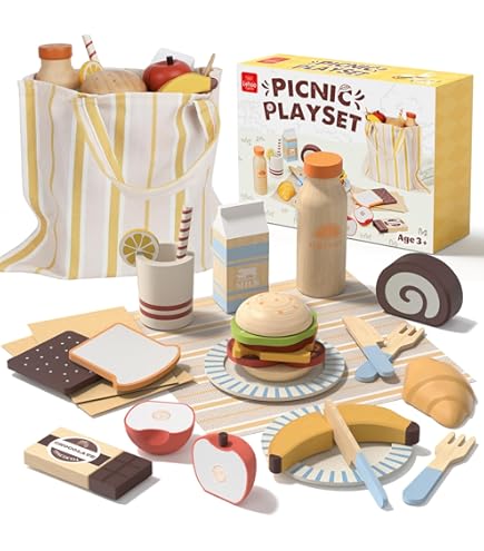 PairPear - Machine à Gaufres En Bois Jouet Pour Enfants - Jeu De Rôle Cuisine Avec Accessoires Petit-déjeuner - Cadeau Filles Et Garçons 3 Ans Et Plus