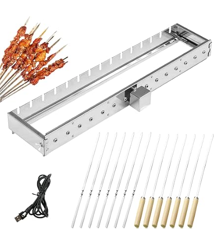 Spießdreher Inkl. 11 Edelstahl-Spieße: Elektromotor Mit USB-Anschluss Für Gleichmäßiges Grillen
