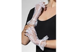 Smiffy's Fingerless Lace Wrist Gloves in White or Black
