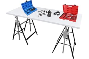 Fiqops Arbeitsbock 2er set Arbeitsböcke Tragkraft 200 kg 7-fach klappbock Böcke Höhenverstellbar 80-130 cm Metall Gerüstbock Gestelle Gerüstböcke Unterstellbock klappböcke