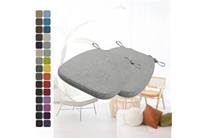 ‎KIMGULL Kimgull 2er Set Stuhlkissen mit Bändern Bequeme Waschbare Rutschfestes Sitzkissen Ideal für zu Hause und Gartendekoration, viele Farben und Größen zur Auswahl (43x42x3CM Grau)